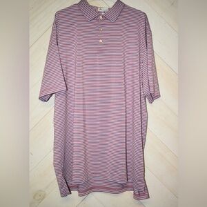 Striped Men's Shirt - Light Blue and Brick Red EUC